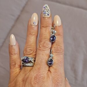 Lia Sophia Elegant Purple Stone Ring & Earring Set